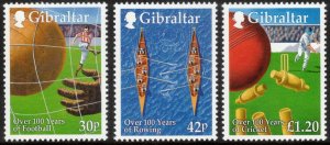 GIBRALTAR 1999 Local Sporting Centenaries; Scott 817-19, SG 894-96; MNH