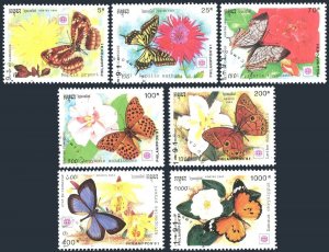 Cambodia 1175-1182,CTO.Mi 1253-1259,Bl.186. PHILANIPPON-1991. Butterfly, Flowers