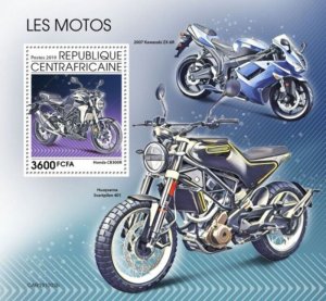 Central Africa - 2019 Motorcycles on Stamps - Stamp Souvenir Sheet - CA191003b