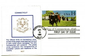 UX109 Settling of Connecticut 1636 WCF, 'The Official Arms ...'  FDC