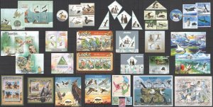 B0588 Birds Of Prey Penguins Bee-Eaters Owls Parrots Big Mix 11Kb+10Bl+5Set Mnh