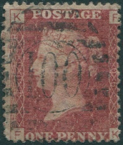 Great Britain 1858 SG43 1d red QV KFFK #2 plate 206 fine used (amd)