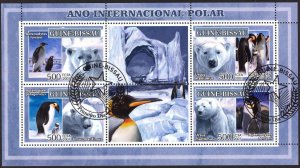 Guinea Bissau 2007 Polar Year Bears Birds Penguins Sheet Used / CTO