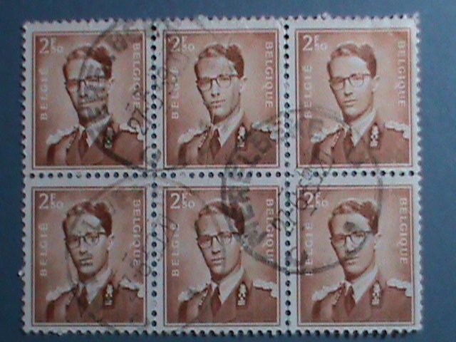 BELGIUM -1953- SC#454 ALMOST 70 YEARS OLD STAMPS-KING BAUDOUIN USED BLOCK-VF
