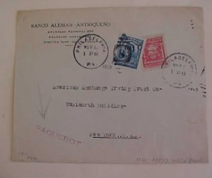 COLOMBIA LOCAL POST BARANQUILLA 1928 PHILADELPHIA PAQUEBOT TO USA