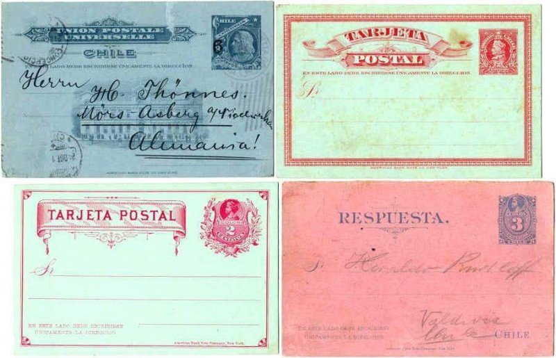 Chile 4 postal cards pre-1910