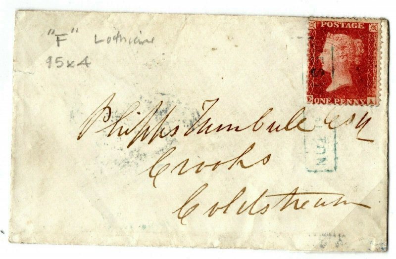 GB Scotland Cover Blue *WEST SALTON* Scots Local RARE Tranent 1d Red 1858 PD213 