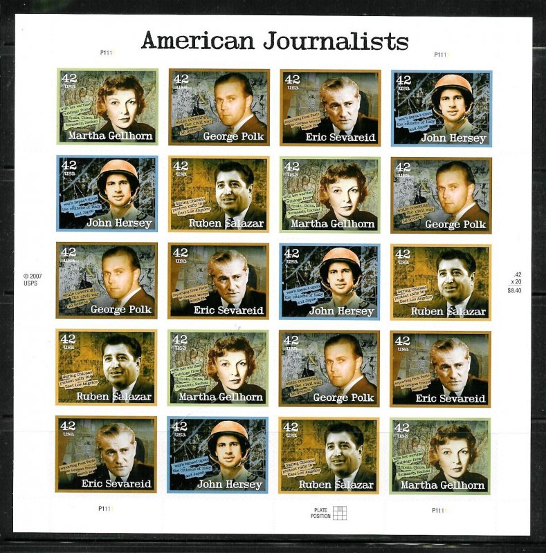 PCBstamps   US #4248/4252 Sheet $8.40(20x42c)American Journalist, MNH, (7)