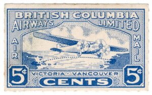 (I.B) Canada Private Air Mail : British Columbia Airways 5c