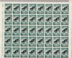 San Marino 1955 winter  olympics mnh  4 lira stamp sheet R19909