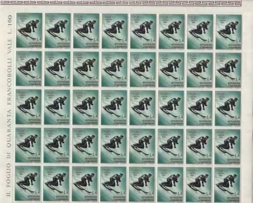 San Marino 1955 winter  olympics mnh  4 lira stamp sheet R19909