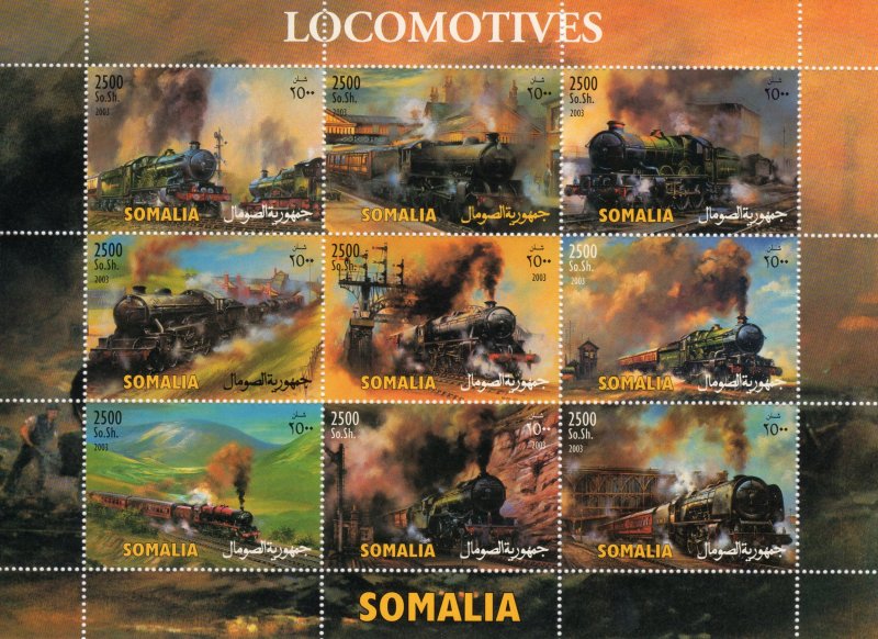 Somalia 2003 LOCOMOTIVES Sheetlet #1 (9) PERFORATED MNH