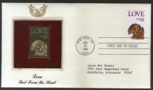 USA 1986 Greeting Love Sent From the Heart Dog Gold Replicas Cover Sc 2203 # 058