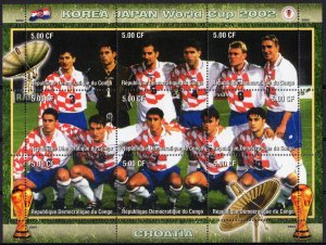 Congo DR 2002 Korea World Cup CROATIA Team Sheetlet Perforated MNH