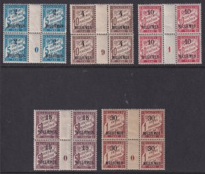 Alexandria (French Offices), Scott J1-J5 (Yvert TT1-TT5), MNH/HR millesimes blks