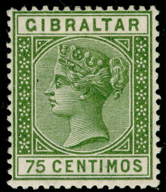 GIBRALTAR SG29, 75c olive-green, M MINT. Cat £32.