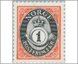 Norway 1992 Used Posthorn 1 Krone Black,Red orange NK 1156 SC 960