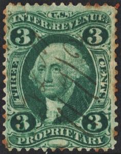R18c 3¢ Revenue: Proprietary (1862) Used