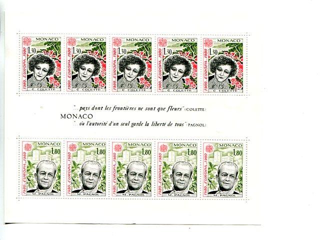 Monaco 1980  Europa mini sheet   Mint VF NH