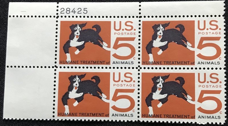 US #1307 MNH Plate Block of 4 UL Humane Treatment of Animals SCV $1.00 L23
