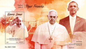 SIERRA LEONE - 2015 - Pope Francis - Perf Souv Sheet - Mint Never Hinged