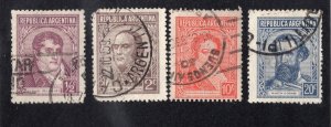 Argentina 1935-39 1/2c, 2c, 10c & 20c, Scott 418, 420, 430, 439 used