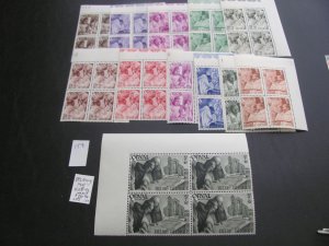 BELGIUM 1941  MNH SC  B281-92 BLOCKS XF  VALUE $50 (154)