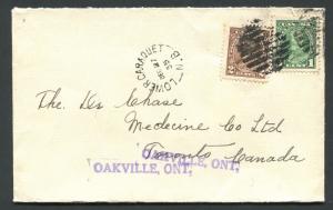 NEW BRUNSWICK SPLIT RING TOWN CANCEL COVER LOWER CARAQUET