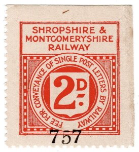 (I.B) Shropshire & Montgomeryshire Railway : Letter Stamp 2d