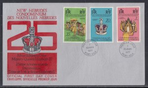 New Hebrides (French) Scott 233-5 FDC - 1977 Silver Jubilee