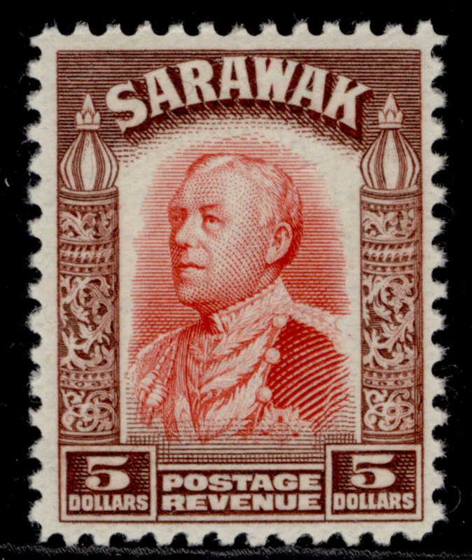 SARAWAK GV SG124, $5 scarlet & red-brown, M MINT. Cat £75.