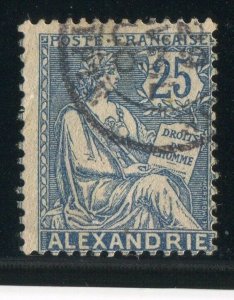 D257601 The Rights of Man 25c VFU Alexandrie  French Office Egypt