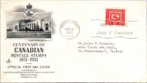 Canada 1951 FDC Canadian Postage Stamps - Toronto , Ont - Single - F76826