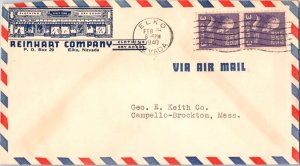 United States Nevada Elko 1940 machine  3c Jefferson Prexie (2) on Air Mail E...