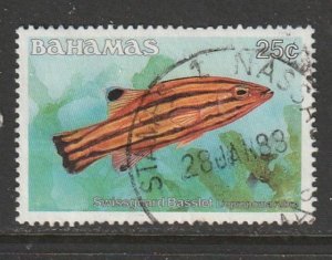 1986 Bahamas - Sc 608 - used VF - 1 single - Swissguard basslet