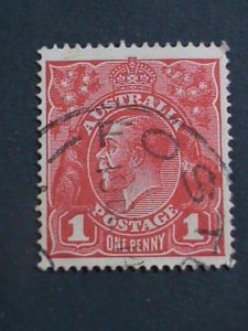 ​AUSTRALIA-1914 SC#21 OVER 100 YEARS OLD-KING GEORGE V-1 P USED-VERY FINE