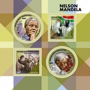 Togo - 2019 Nelson Mandela - 4 Stamp Sheet - TG190156a