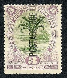 North Borneo SGD3a 3c Bronze-green and dull purple M/M (thin) Cat 10 Pounds