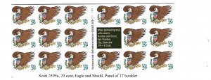 US Scott #2596a Eagle & Shield Booklet Pane,  Complete Book