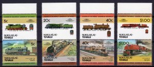 Tuvalu Nukulaelae 1984 TRAINS LOCOMOTIVES (4)Pairs 8 values Perforated Mint (NH)