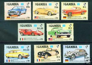 GAMBIA Scott 620-7 Antique Auto Stamp Set CV$9.40