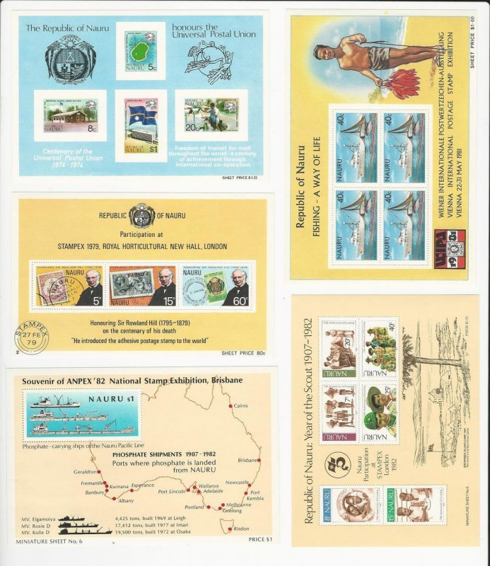 Nauru, Postage Stamp, #117a, 197a, 230a, 249a, 256 Mint NH Sheets, JFZ