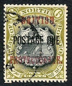 North Borneo SGD42 6c Perf 13.5-14 Post Due used Cat 12 Pounds