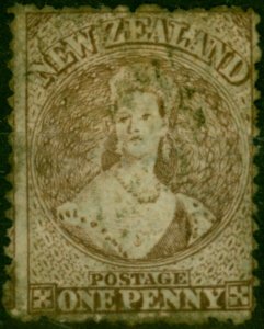 New Zealand 1873 1d Brown SG132a Worn Plate Fine Used