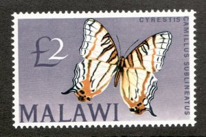 1966 Malawi Sc# 51 - £2 Butterfly, Cyrestis Camillus Subleneatus. MNH Cv$27.50