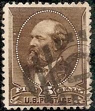 US  205 Used 1882 5c brn Garfield CV $12