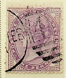 GB 1881 1d SG 171 Used QV 14 dots in each corner (002877)