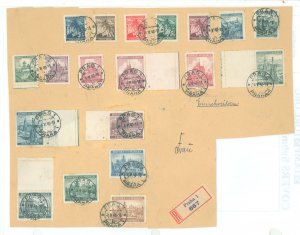 Czechoslovakia/Bohemia & Moravia 20-39 Set on Registered Express Cover front. Note: 24A + 25 were issued later. Prague 4/v/1940