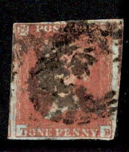 Great Britain #3 Penny Red Imperf Used Lettered TB USD14.00