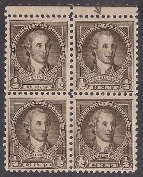 PLATE VARIETY: #704 0.5c Wash. Bicentennial (pl 20560 UR pos 8) broken circle VF